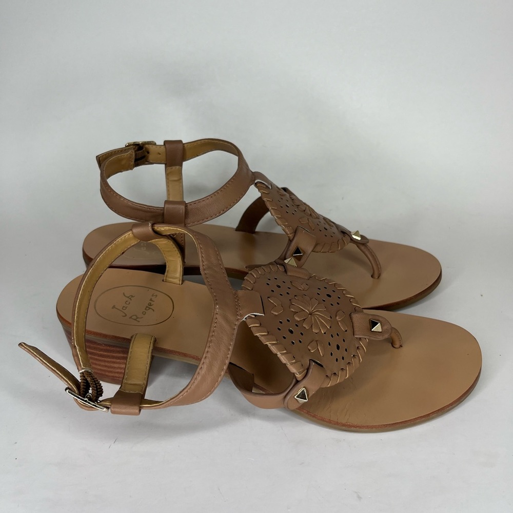 jack rogers sandals Women Size 7.5M Ankle Strap Brown Leather